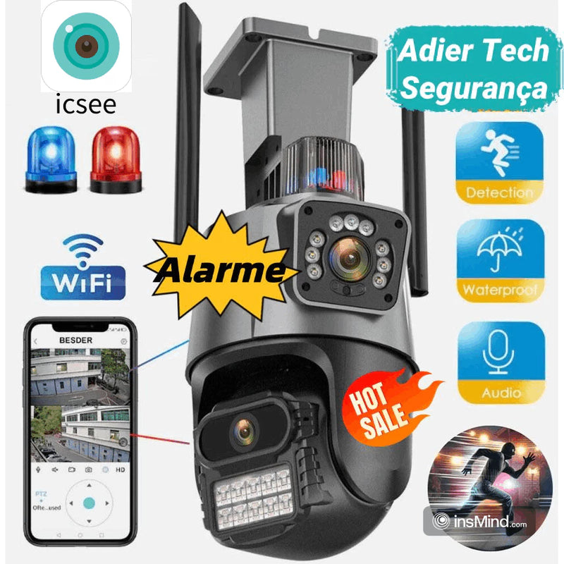 Câmera De Segurança WiFi ICSEE Externa Lente Dupla Com Sirene Full Hd Wifi Visão Noturna App Icsee