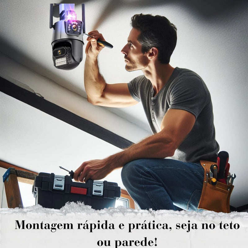 Câmera De Segurança WiFi ICSEE Externa Lente Dupla Com Sirene Full Hd Wifi Visão Noturna App Icsee